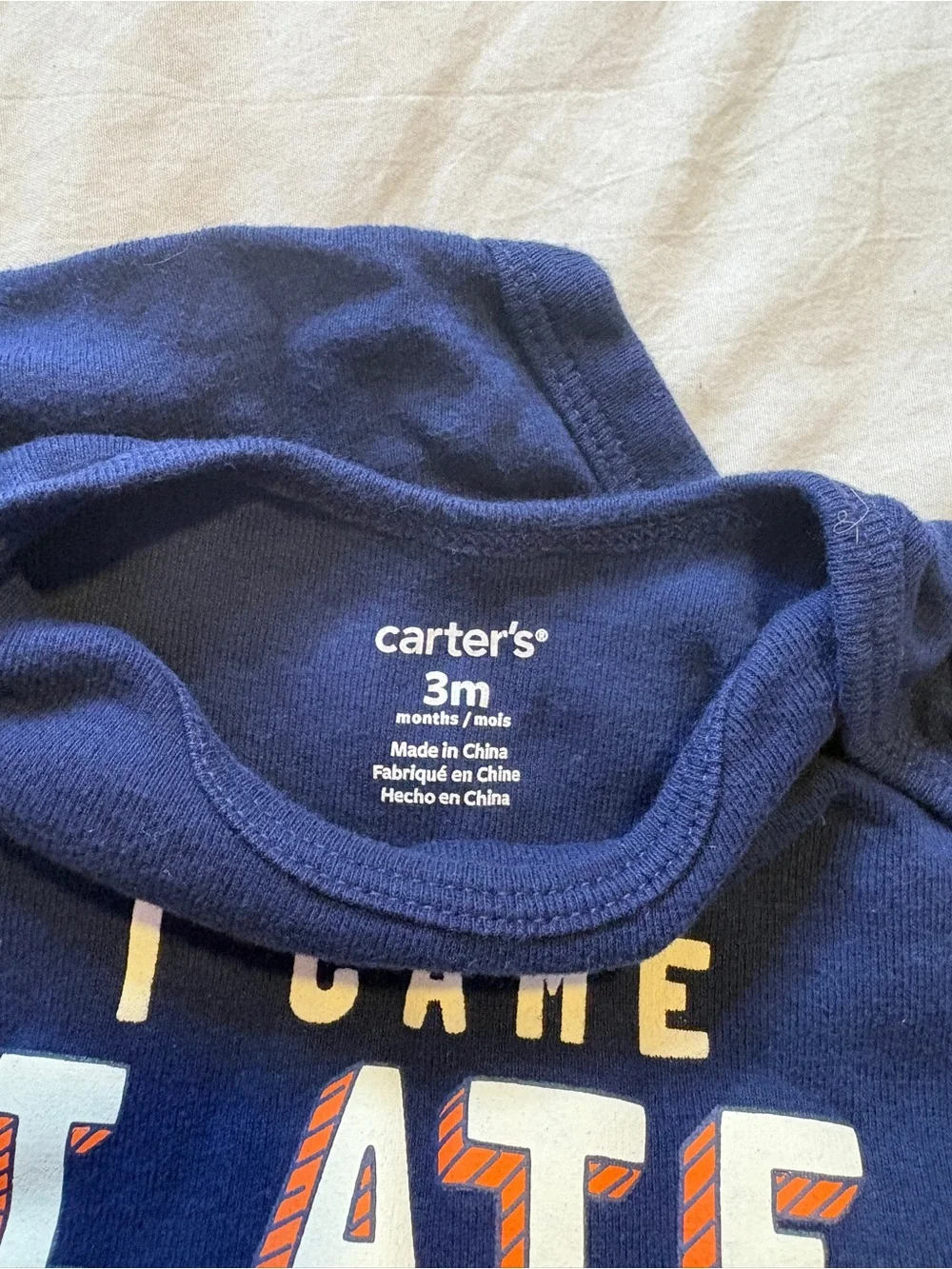 Long-Sleeve Navy Baby One-Piece with Turkey Graphic